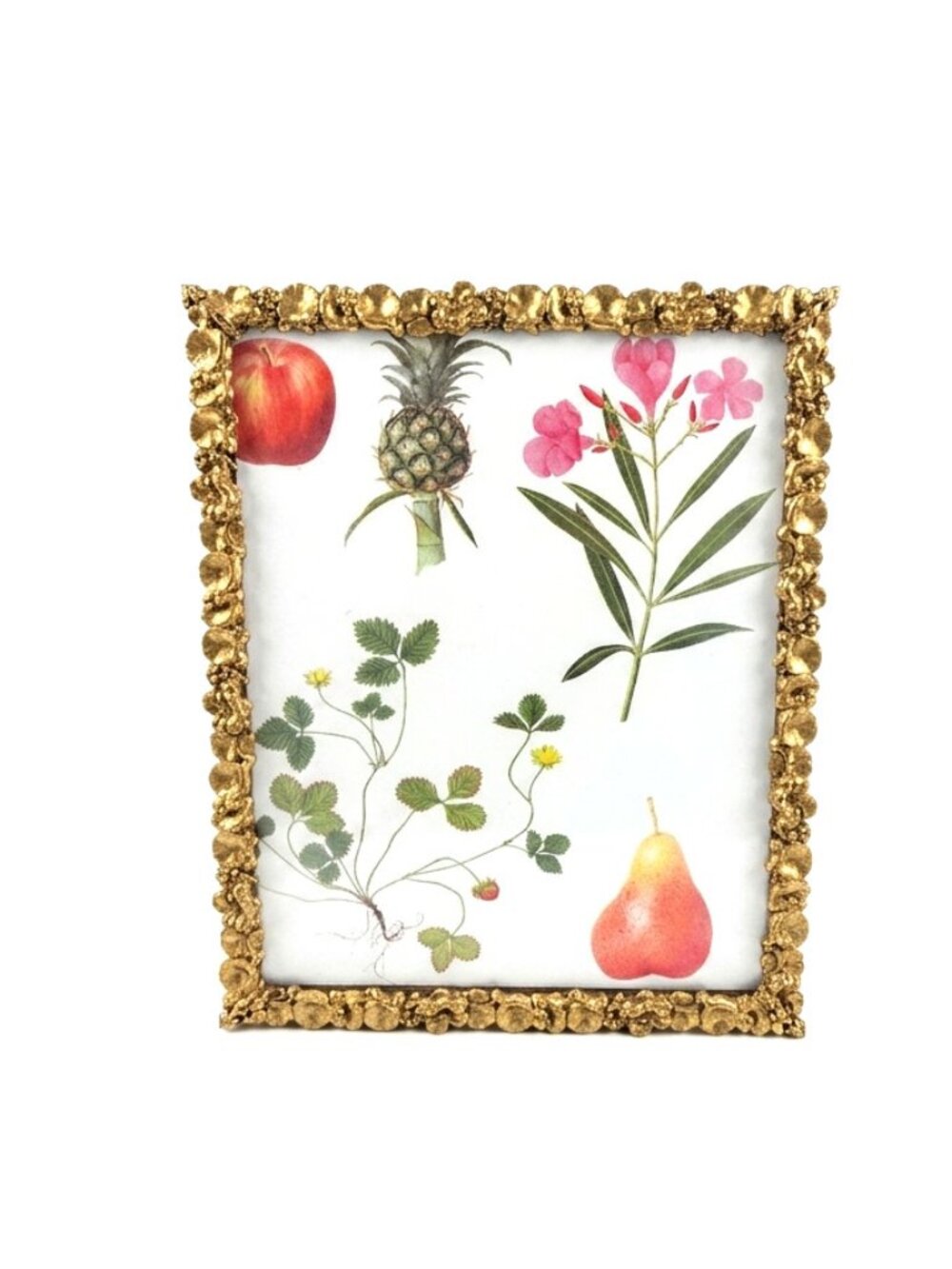 Vintage Brass Water Lily Picture Frame Tabletop & Wall Mount 8x10